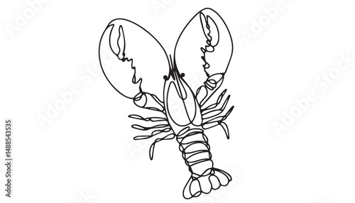 Continuous one single minimal line drawing Spiny lobster