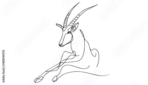 Continuous one single minimal line drawing Oryx