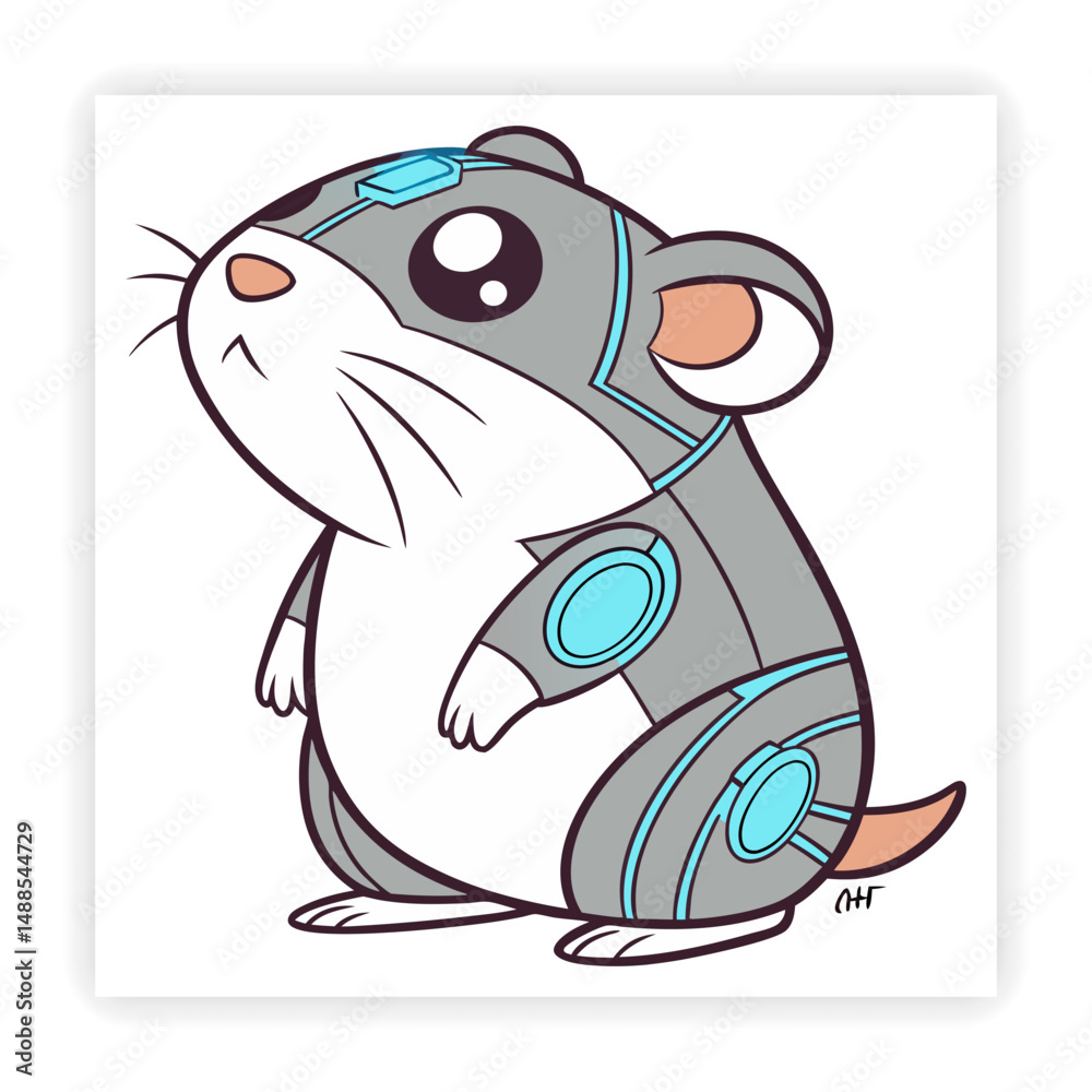 Fototapeta premium Cute Animal Faces Hand Sketched Doodle Vector