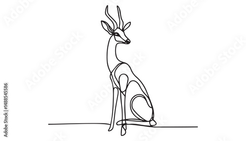 Continuous one single minimal line drawing deer