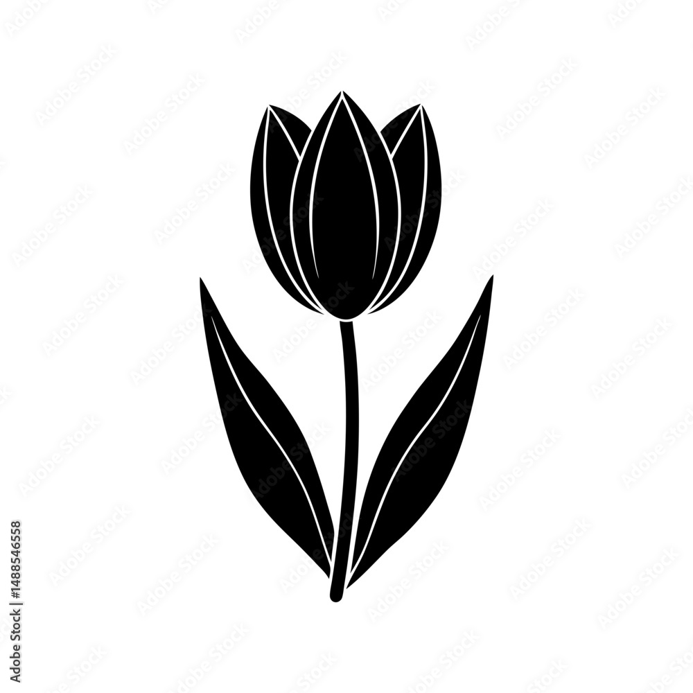 Obraz premium Tulip silhouette vector illustration