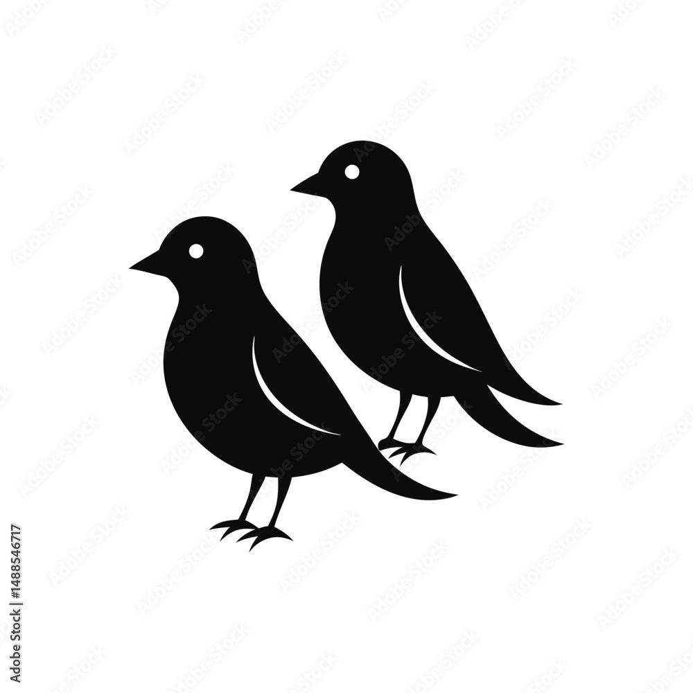 Obraz premium Two bird silhouette vector illustration