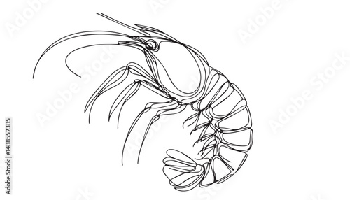 Continuous one single minimal line drawing Krill