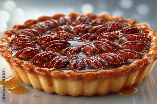 Delicious Pecan Pie With Caramel Glaze on a Smooth Surface Ready for Dessert ...