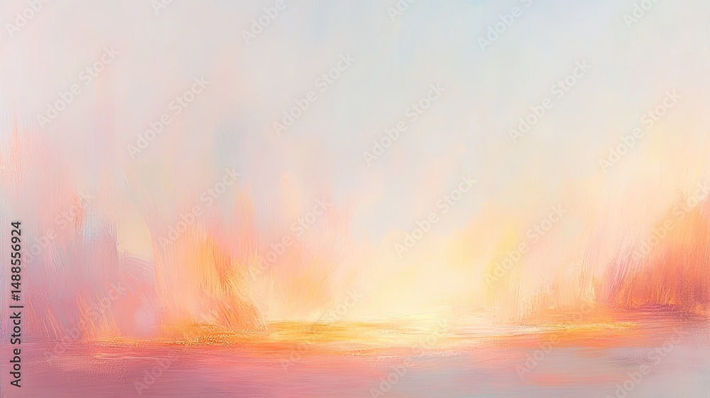 Fototapeta premium Gentle, pastel sunrise landscape painting.