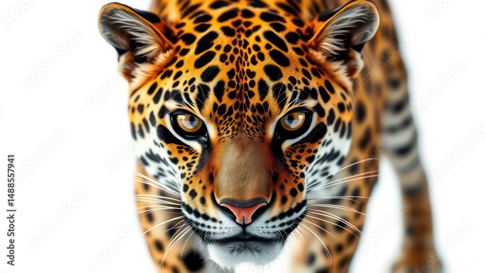 Obraz premium A Majestic Jaguar Close-Up Intense Gaze and Striking Spots