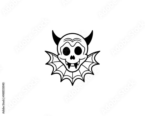 Spooky Halloween Jack-o’-Lantern with Bat Wings Vector  Scary Pumpkin Illustration on White Background.