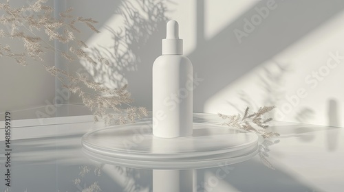 White bottle with sunlit scene, and mockup. (1)