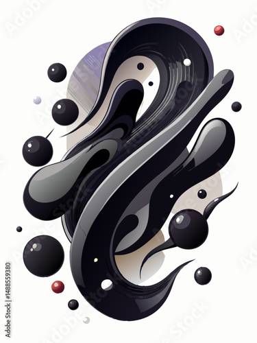 An intricate blend of dark and light elements forming an abstract artwork with a sense of depth and dimensionality.