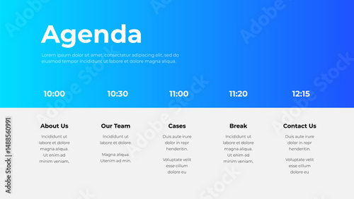 Agenda template featuring time slots, categories, and descriptions for professional events. Perfect for meetings, conferences, or scheduling needs