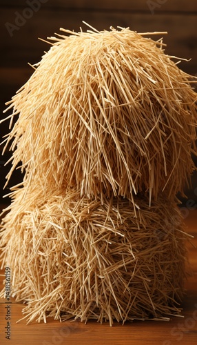 featuring a freshly tied haystack against a neutral background, highlighting the texture and natural tones.