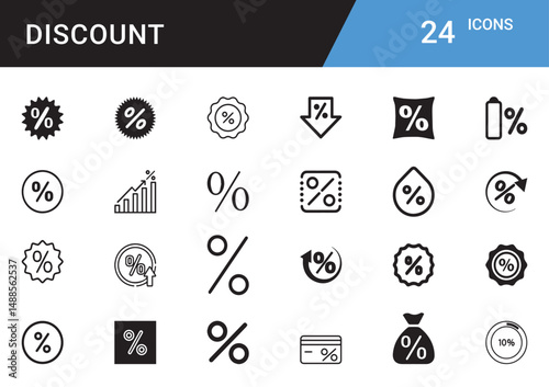 Discount Icons editable vector set  Sale, Offer, Coupon, Promotion, Price Tag, Deal, Cashback, Voucher, Shopping, Best Price, Special Offer, Flash Sale, Limited Time