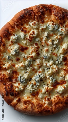 Delicious White Cheese Pizza Topped With Herbs and Baked to Perfection