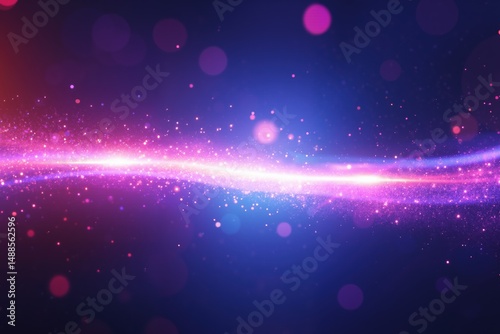Abstract cosmic energy wave with glowing sparkles on dark background