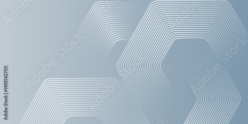 Abstract hexagon lines on gray background. Geometric stripe line art design modern