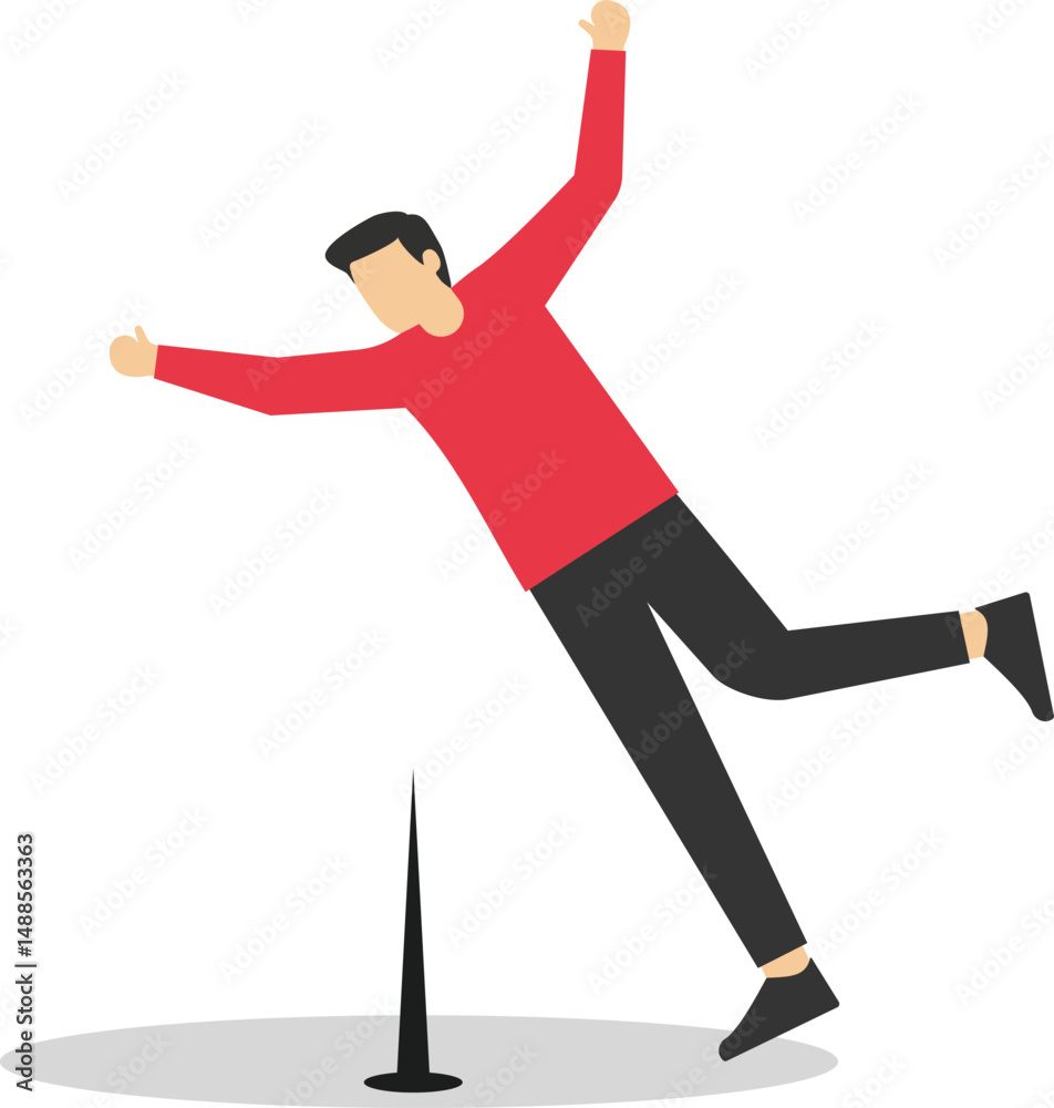 Fototapeta premium A person tripping over a sharp spike on the ground.