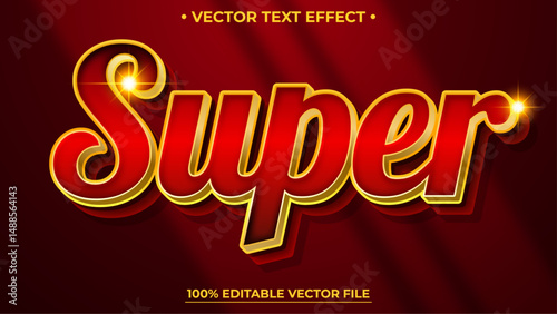 Super text luxury shiny golden and red style editable text effect