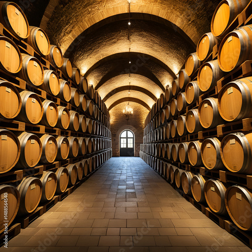 Wine barrels cellar aging wood storage