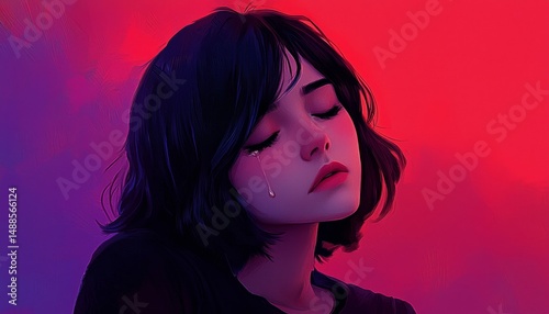 Emotional portrayal of a lonely woman surrounded by sadness.