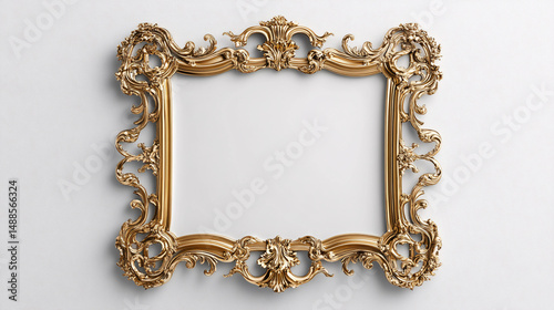 3D golden frame with elegant design on plain white background, ideal for premium invitation, greeting cards, and luxury posters.

