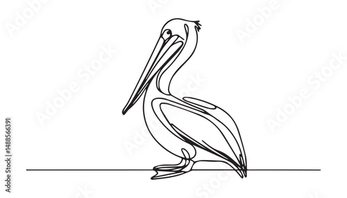 Continuous one single minimal line drawing Pelican bird