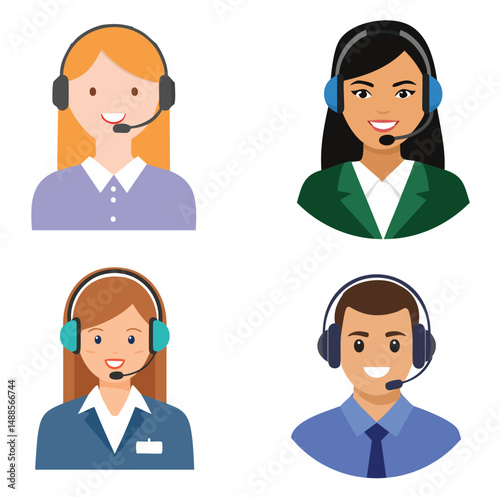 Customer support team diverse agents headshots
