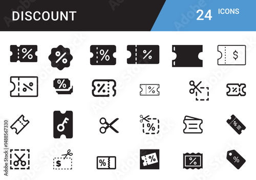Discount Icons editable vector set  Sale, Offer, Coupon, Promotion, Price Tag, Deal, Cashback, Voucher, Shopping, Best Price, Special Offer, Flash Sale, Limited Time
