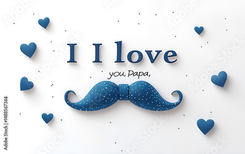 Father's day greeting card with i love you papa text and decorative mustache