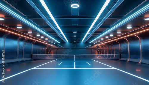 Wallpaper Mural sci-fi style badminton court with light strips to match the metallic fixtures Torontodigital.ca