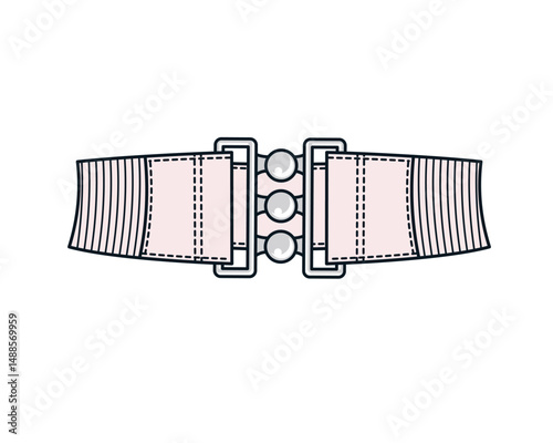 Women waist belts design technical flat sketch vector mockup template.