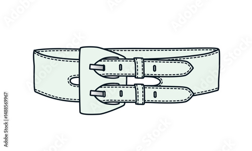 Women's double prong belts flat drawing vector design mockup template.