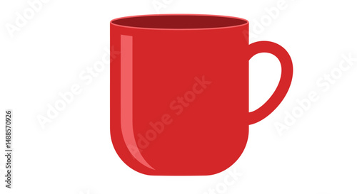 A bright red mug designed with a festive theme, featuring a Christmas tree and cheerful decorations. Ideal for holiday beverages and creating a cozy seasonal ambiance.

