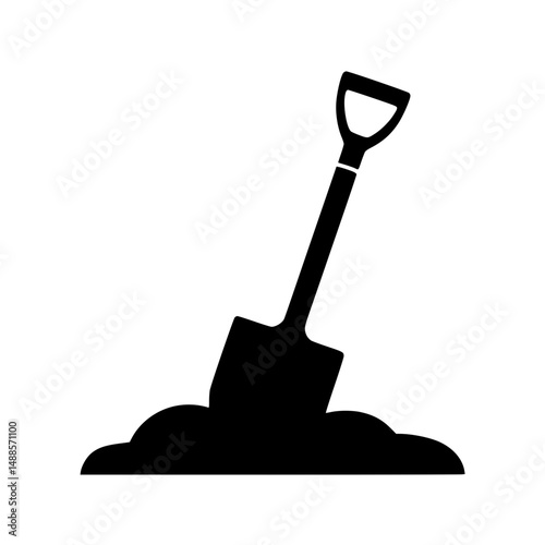 Shovel digging into the ground silhouette icon
