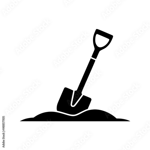 Shovel digging into the ground silhouette icon