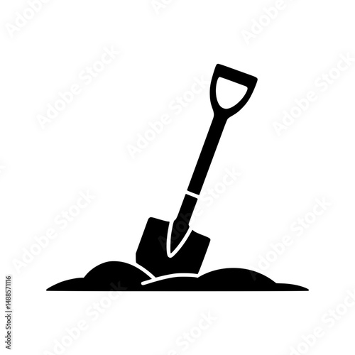 Shovel digging into the ground silhouette icon