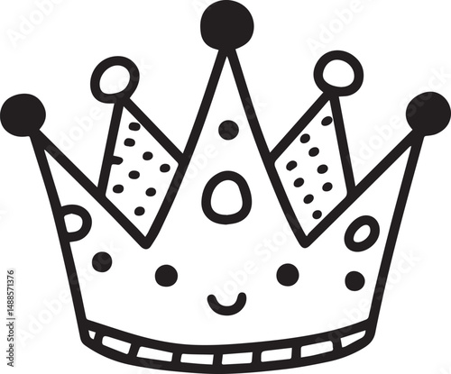 Cute Hand Drawn Black Crown Illustration for Kids