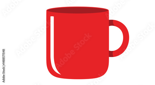 A bright red mug designed with a festive theme, featuring a Christmas tree and cheerful decorations. Ideal for holiday beverages and creating a cozy seasonal ambiance.

