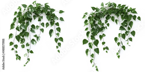 Wallpaper Mural Two Artificial Hanging Plants with Green Leaves Torontodigital.ca