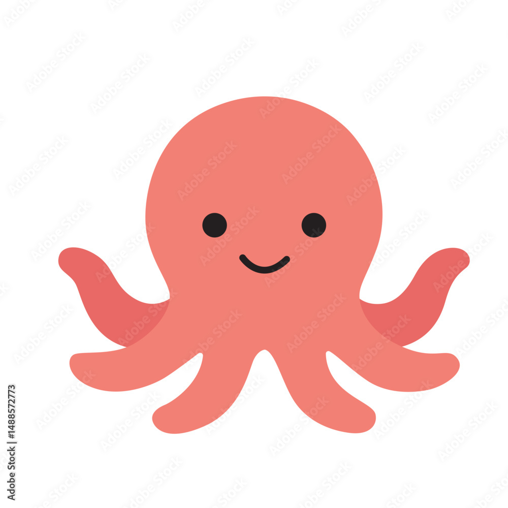 Cute octopus. Suitable for children's books, educational materials, stationery, and clothing designs. Cute octopus. Suitable for children's books, educational materials, stationery, and clothing designs.