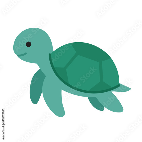 Cute sea turtle, ideal for nature websites, ocean conservation campaigns, educational materials, children's books, and travel brochures.