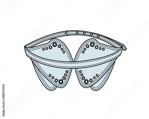 Leather cinch belts for women flat drawing vector design mockup template.