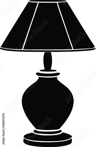 ceramic table lamp with shade silhouette vector icon 