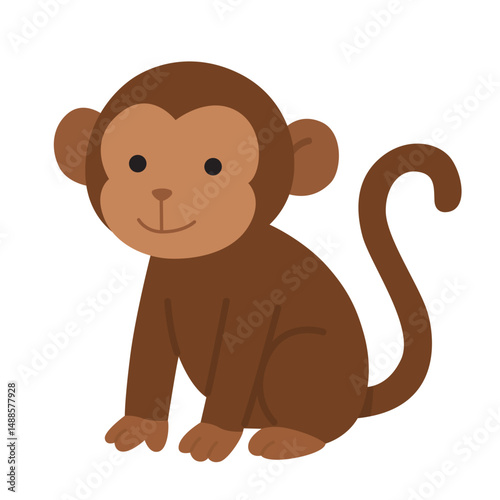 Cute monkey sits playfully on a pristine white background. Suitable for children's books, wildlife blogs, and animal themed designs