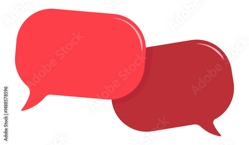 Two bright speech bubbles or text frames isolated on transparent background. Comic style empty dialog clouds for messages or announcements.