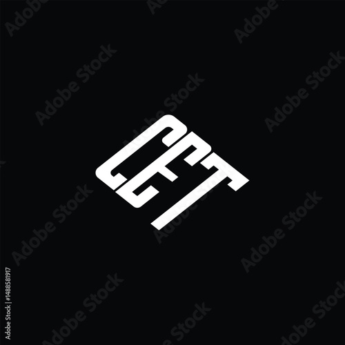 CET letter logo design on black background.
