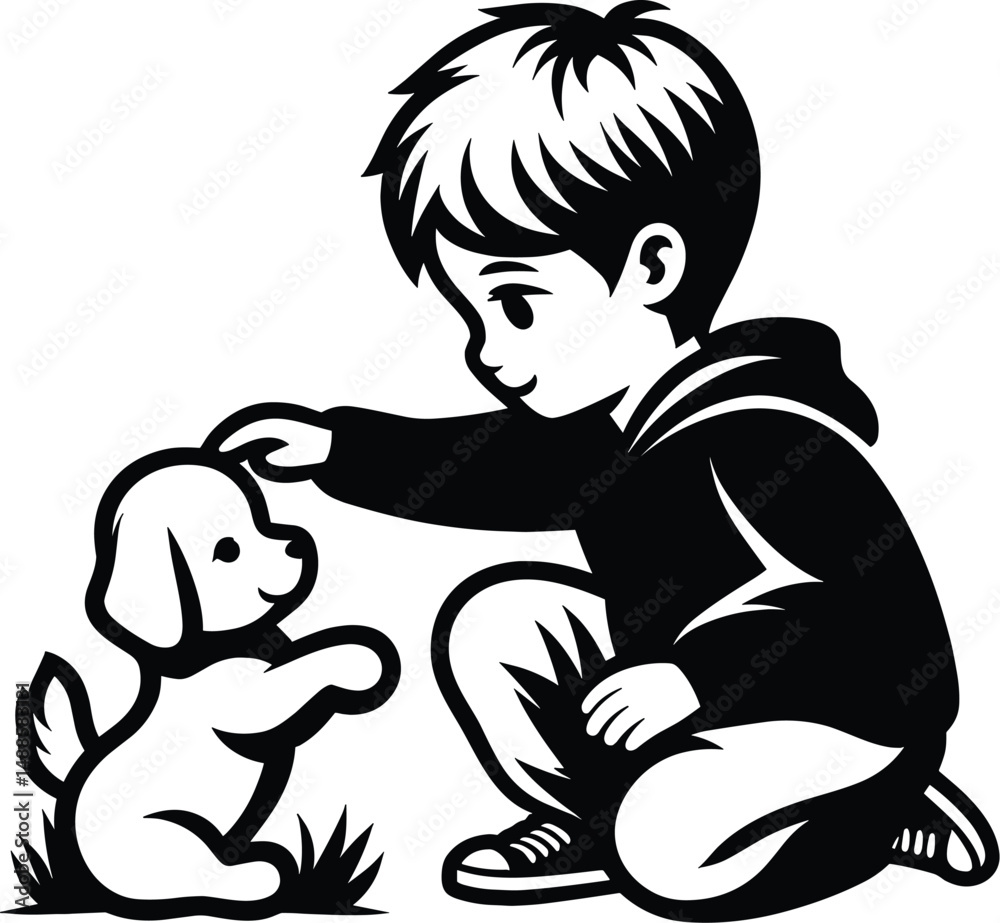 Little Boy Playing With Dog SVG Vector Illustration
Little Boy Playing With Dog SVG Vector Illustration