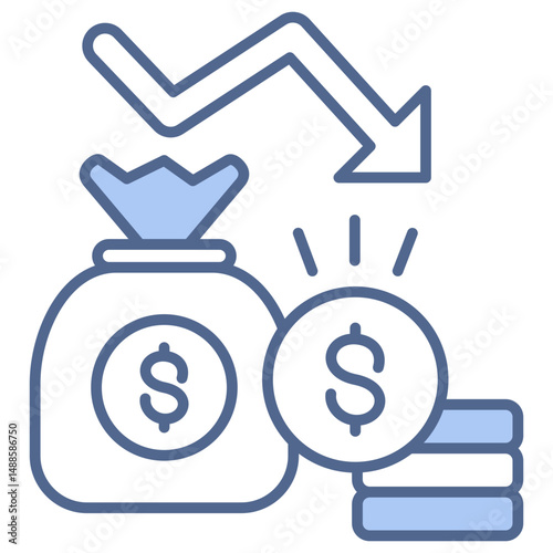 Recession Blue Icon