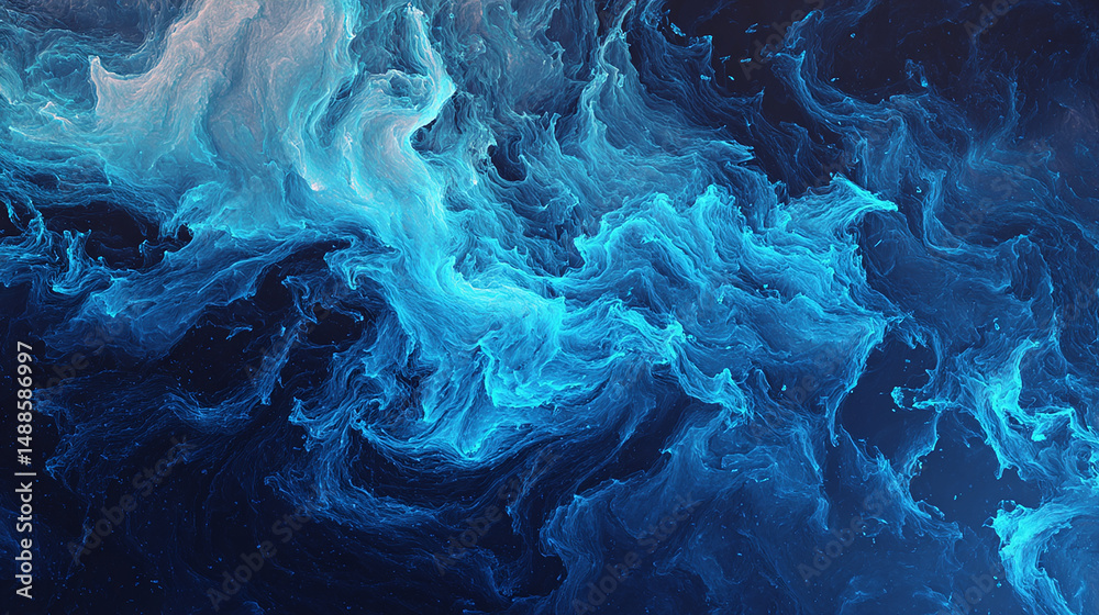 Obraz premium Abstract blue fluid art background with swirling clouds and artistic textures design