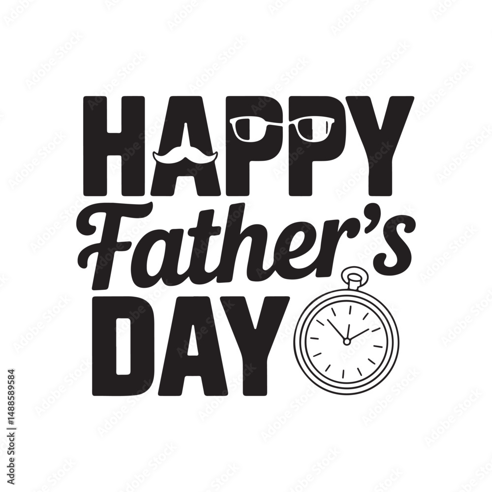 Obraz premium Happy Father's Day Hand Lettering Collection – Vintage Black and White Typography Designs