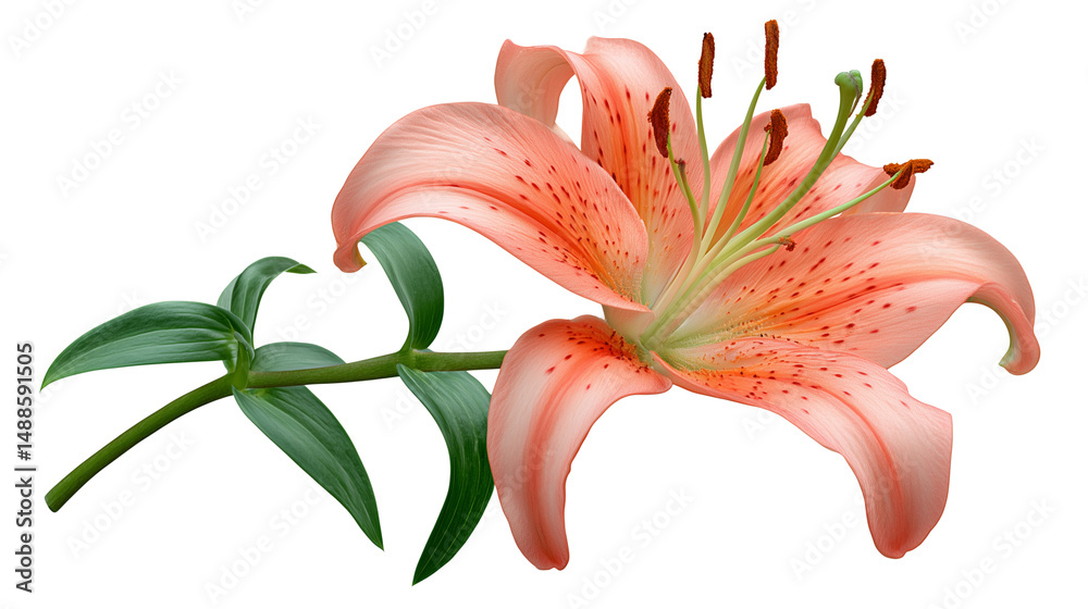 Pink lily flower isolated on white